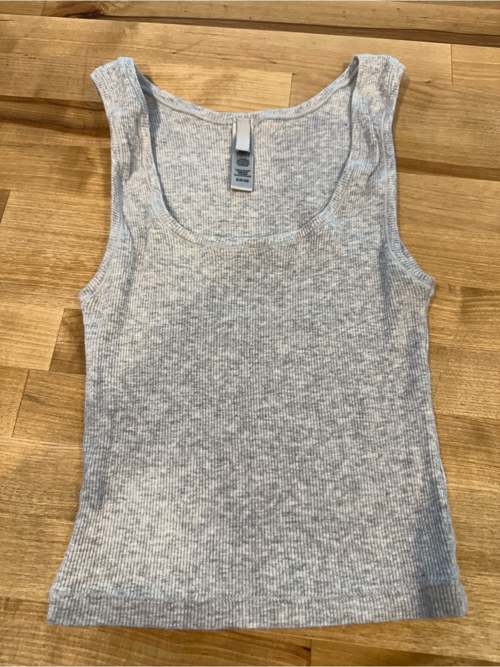 SKIMS Ribbed Scoop Tank Top Light Gray Heather Women Size S